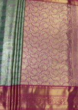 MIMOSA Rama Kanjivaram Art Silk Saree — pallu and zari work detail