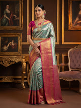 MIMOSA Saffire Kanjivaram Art Silk Saree — Mannequin Draped View
