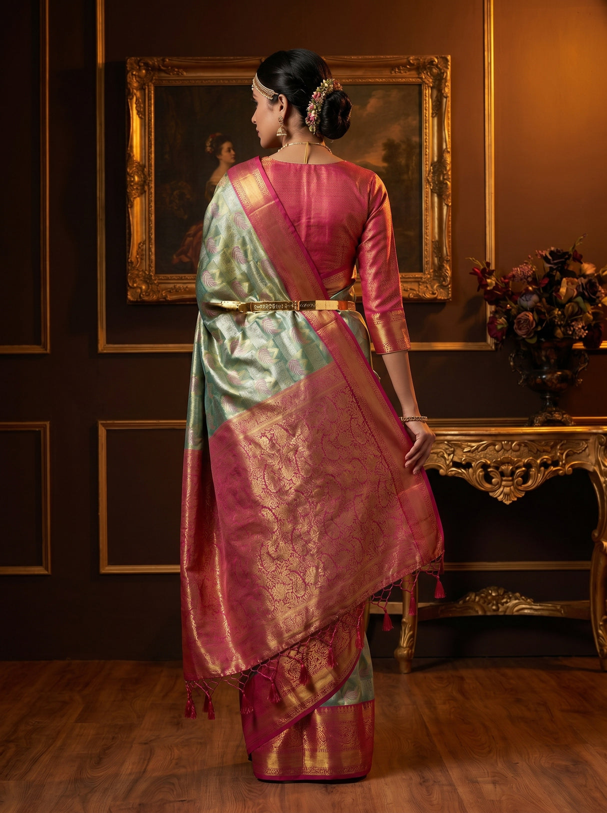 MIMOSA Saffire Kanjivaram Art Silk Saree — Blouse Fabric Detail