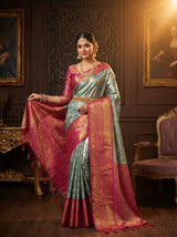 MIMOSA Saffire Kanjivaram Art Silk Saree — pose 6 styling detail