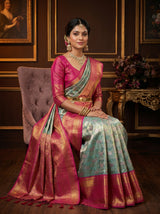MIMOSA Saffire Kanjivaram Art Silk Saree — pose 8 styling detail