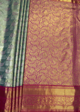 MIMOSA Saffire Kanjivaram Art Silk Saree — pallu and zari work detail