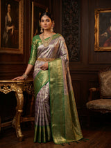 MIMOSA Violet Kanjivaram Art Silk Saree — Full View on Model
