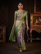MIMOSA Violet Kanjivaram Art Silk Saree — pose 7 styling detail