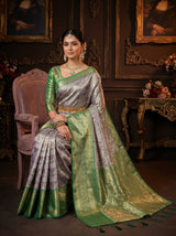 MIMOSA Violet Kanjivaram Art Silk Saree — pose 8 styling detail