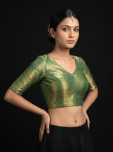 MIMOSA Violet Kanjivaram Art Silk Saree — blouse close-up