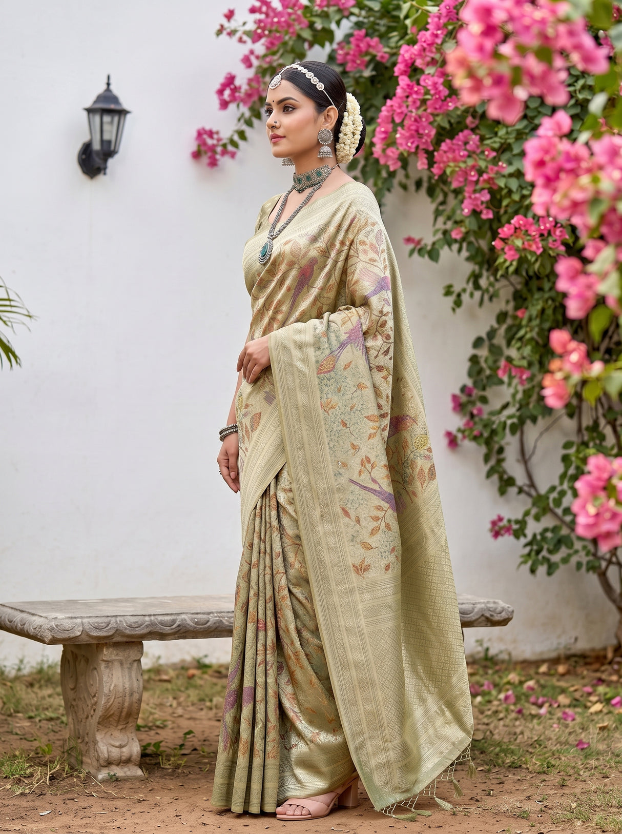 MIMOSA Green Saree Saree — pose 3 styling detail