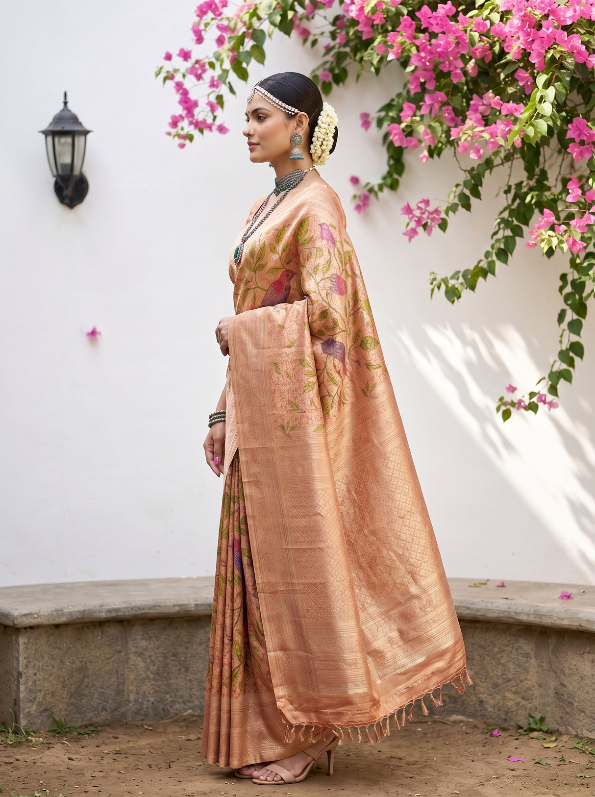 MIMOSA Orange Saree Saree — pose 3 styling detail