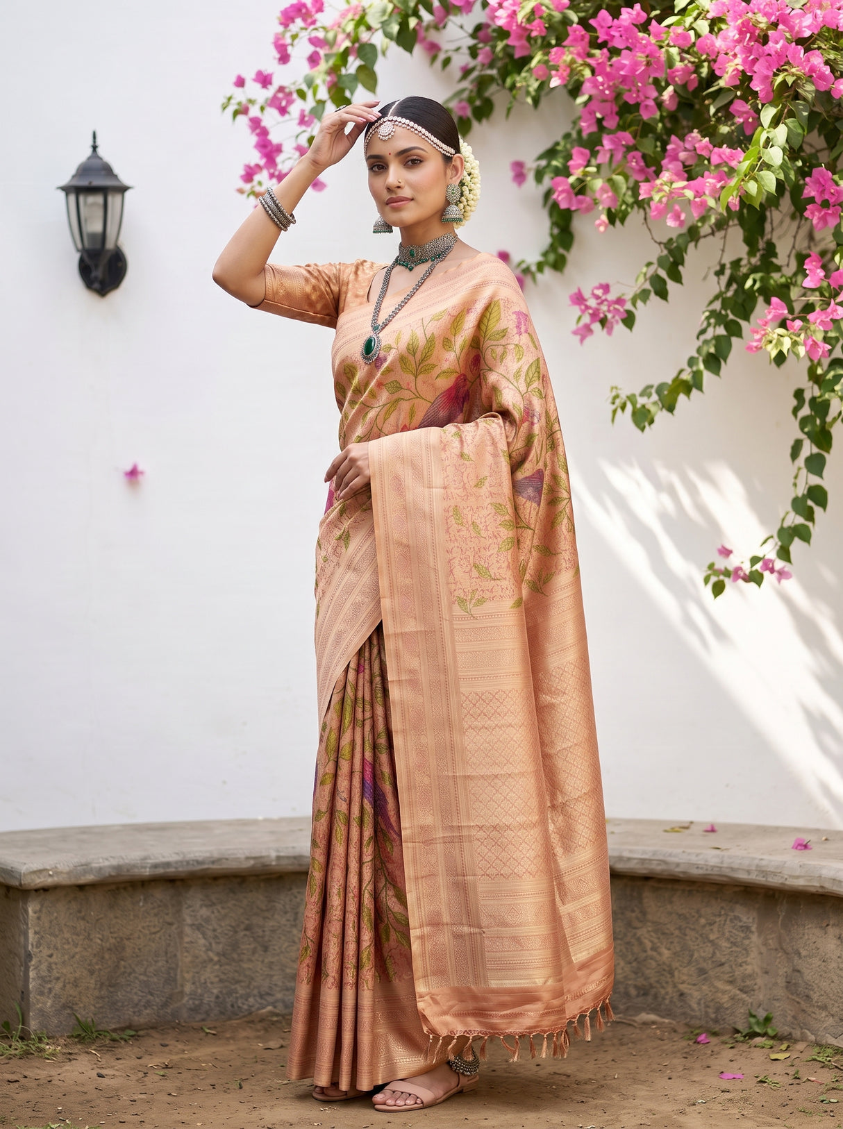 MIMOSA Orange Saree Saree — pose 4 styling detail