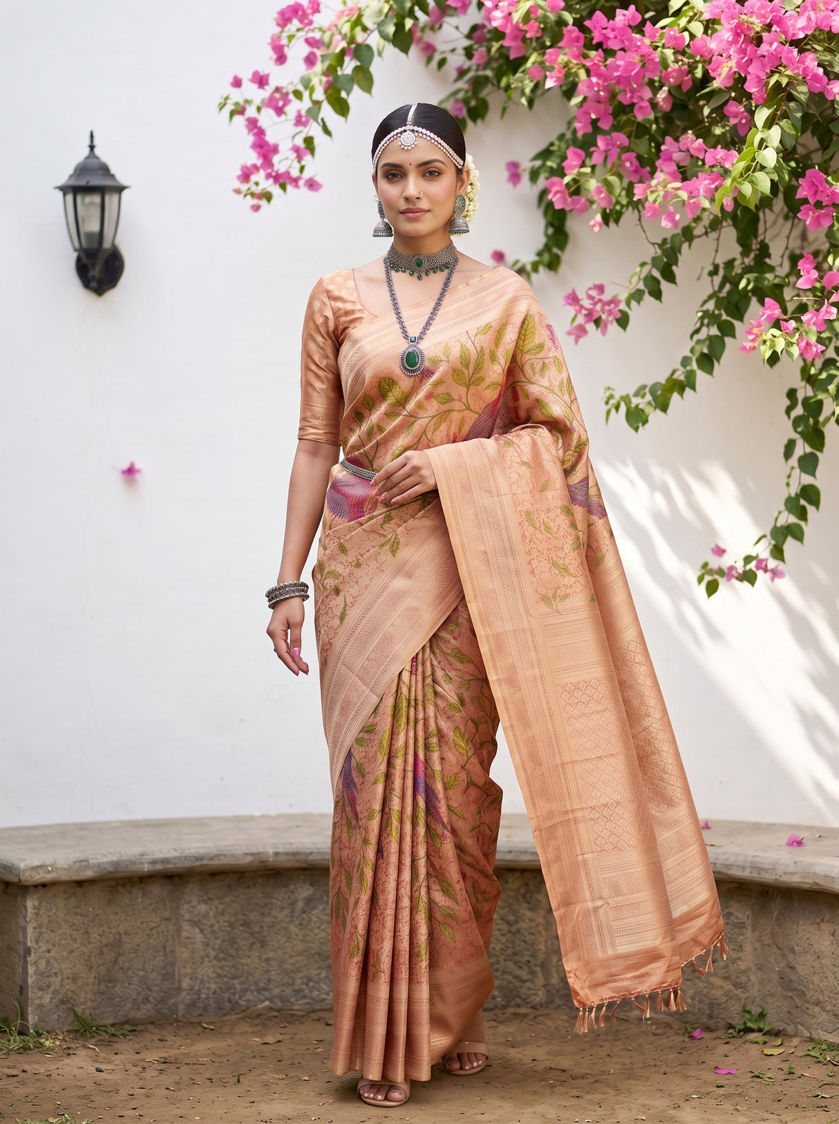 MIMOSA Orange Saree Saree — pose 6 styling detail