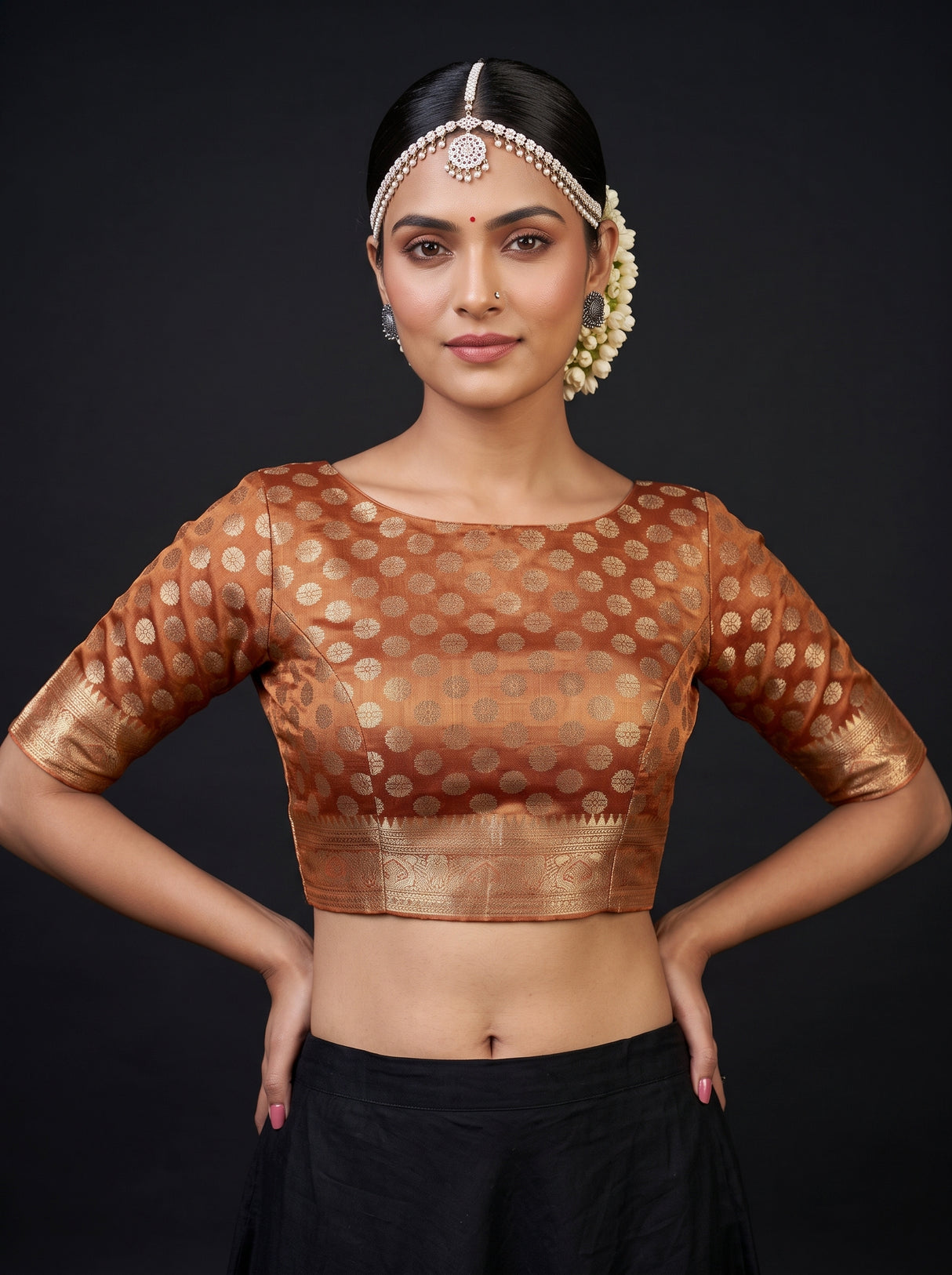 MIMOSA Orange Saree Saree — blouse close-up