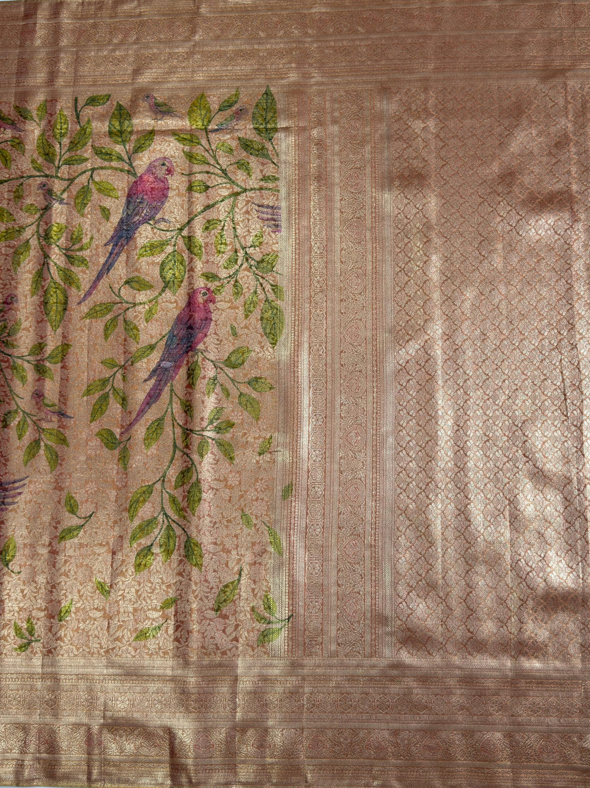 MIMOSA Orange Saree Saree — pallu and zari work detail