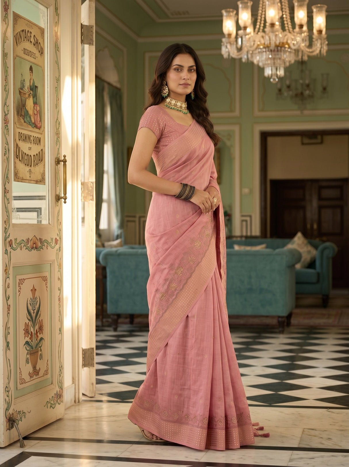 MIMOSA Gajari Banarasi Art Silk Saree — pose 5 styling detail