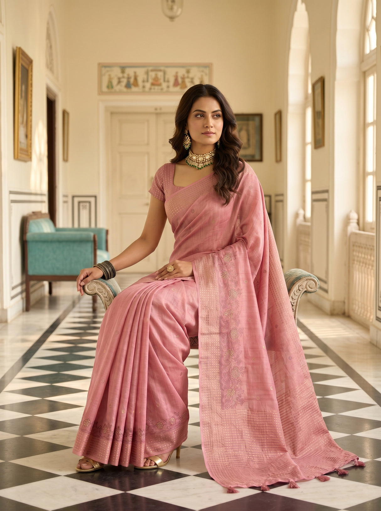 MIMOSA Gajari Banarasi Art Silk Saree — pose 8 styling detail