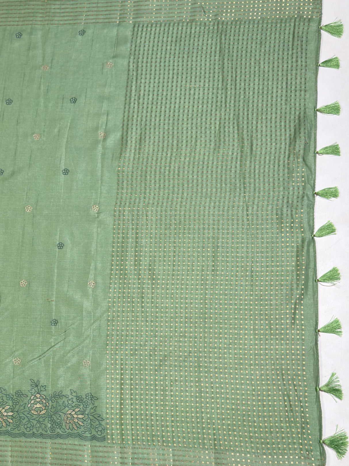 MIMOSA Pista Banarasi Art Silk Saree — pallu and zari work detail