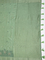 MIMOSA Pista Banarasi Art Silk Saree — pallu and zari work detail