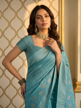 MIMOSA Sapphire Banarasi Art Silk Saree — pose 10 styling detail