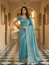MIMOSA Sapphire Banarasi Art Silk Saree — pose 4 styling detail
