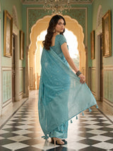 MIMOSA Sapphire Banarasi Art Silk Saree — pose 7 styling detail