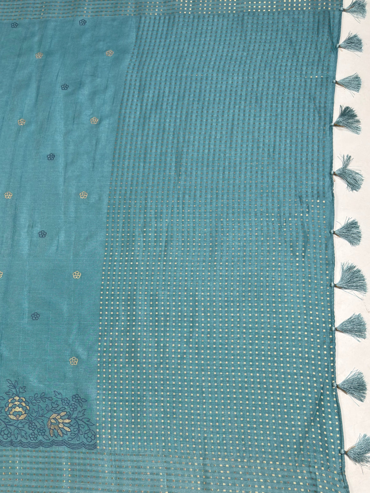 MIMOSA Sapphire Banarasi Art Silk Saree — pallu and zari work detail