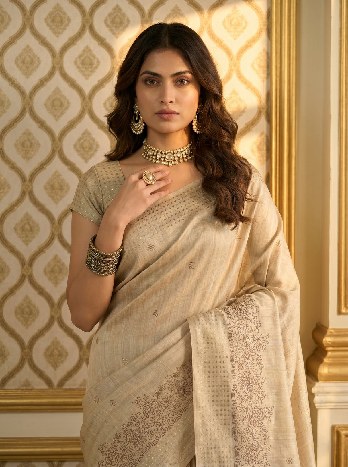 MIMOSA Tussar Banarasi Art Silk Saree — pose 10 styling detail