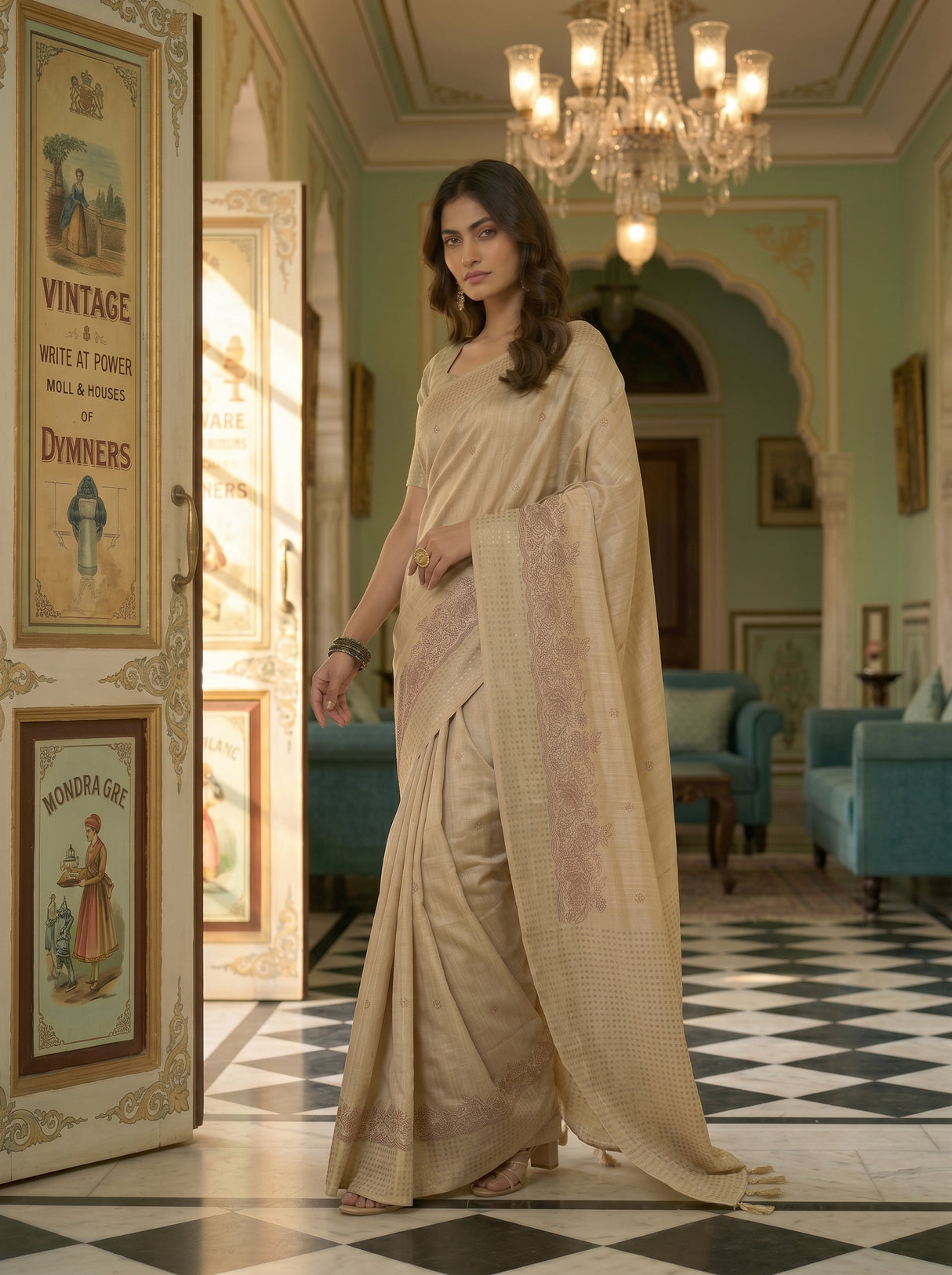 MIMOSA Tussar Banarasi Art Silk Saree — pose 5 styling detail