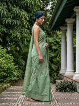 MIMOSA Pista Saree Saree — pose 3 styling detail