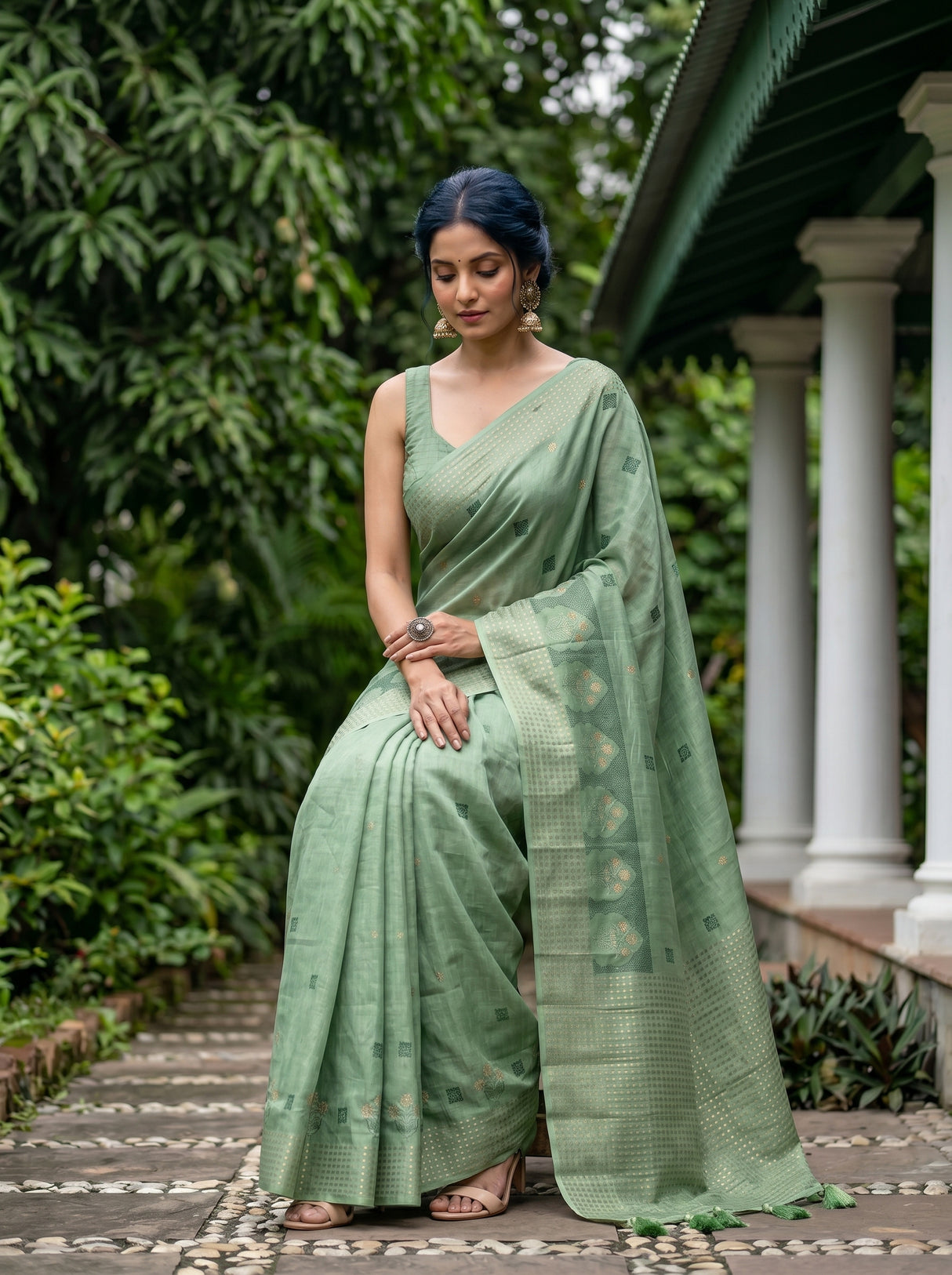 MIMOSA Pista Saree Saree — pose 8 styling detail