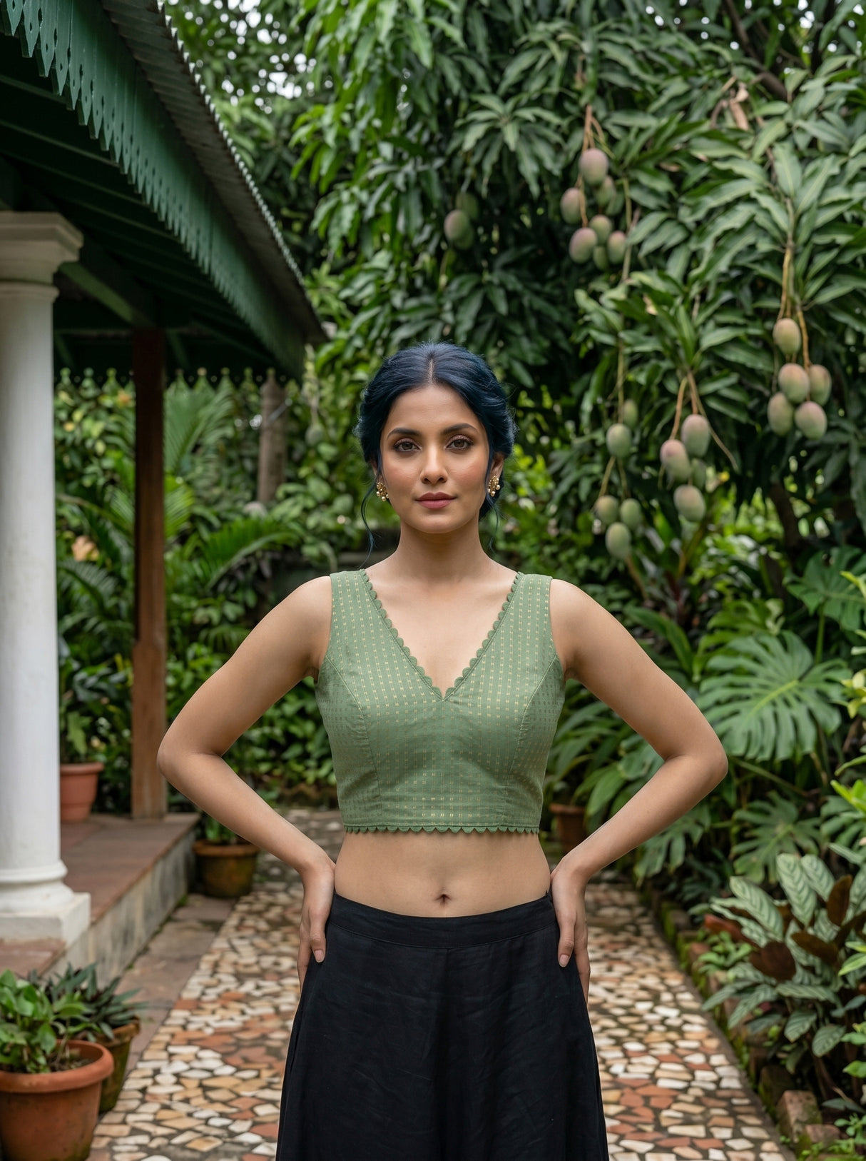 MIMOSA Pista Saree Saree — blouse close-up