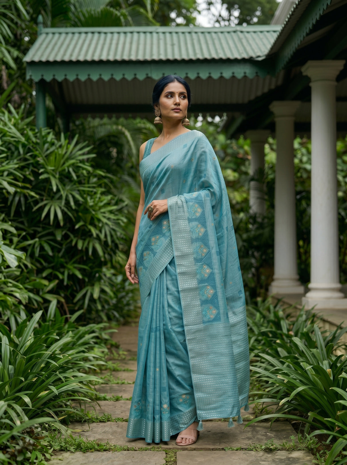 MIMOSA Sapphire Saree Saree — pose 5 styling detail