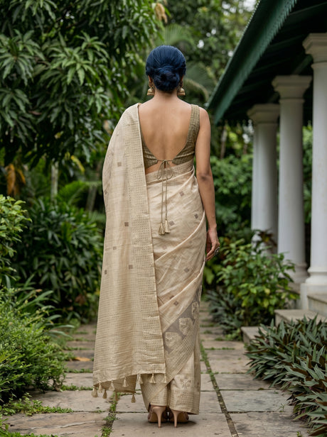 MIMOSA Tussar Saree Saree — pose 2 styling detail
