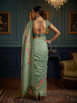 MIMOSA Pista Saree Saree — pose 2 styling detail