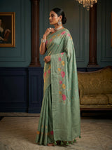 MIMOSA Pista Saree Saree — pose 3 styling detail