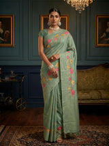 MIMOSA Pista Saree Saree — pose 4 styling detail