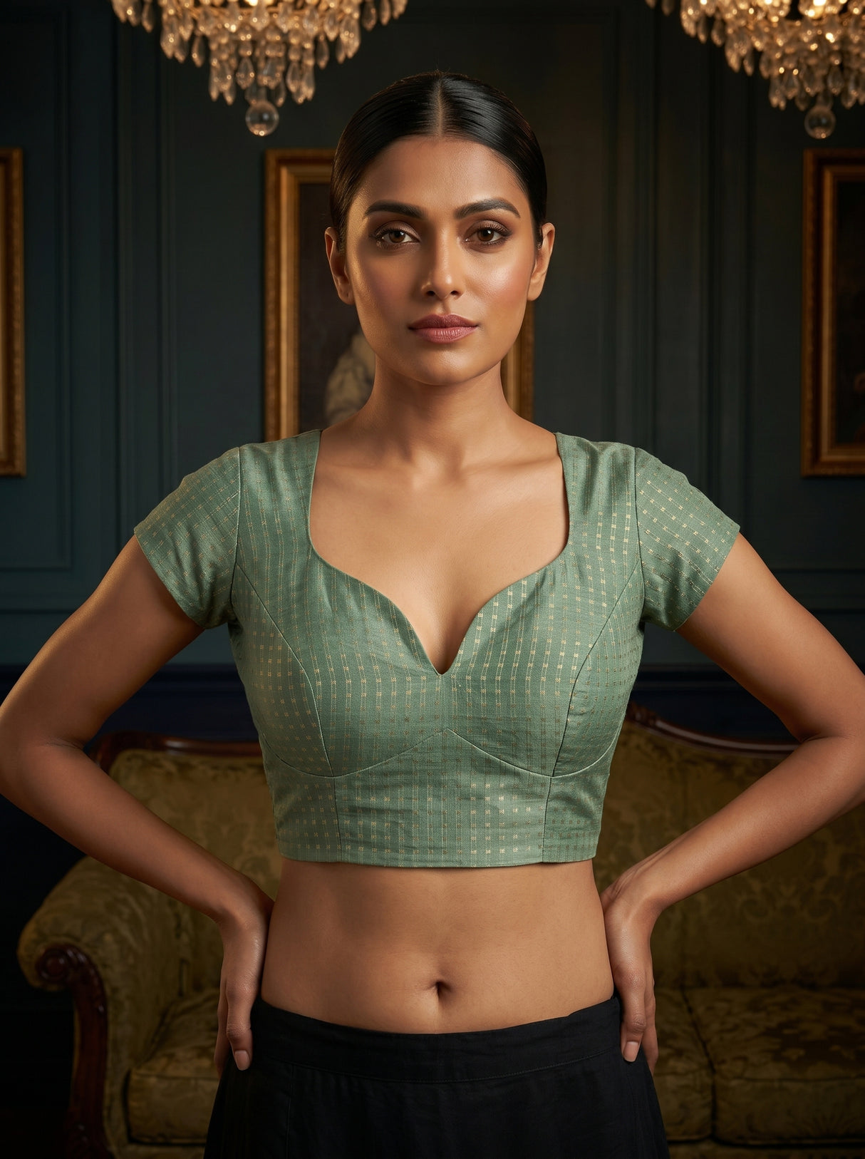MIMOSA Pista Saree Saree — blouse close-up
