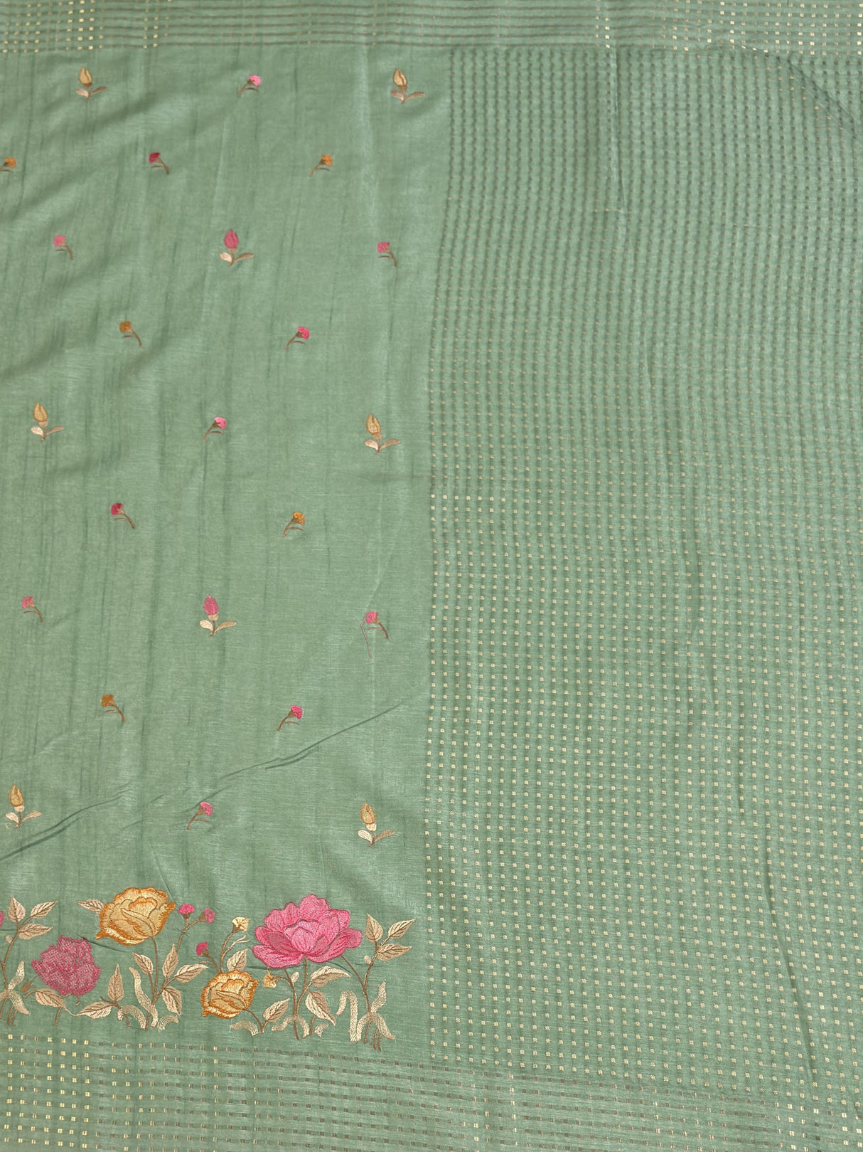 MIMOSA Pista Saree Saree — pallu and zari work detail