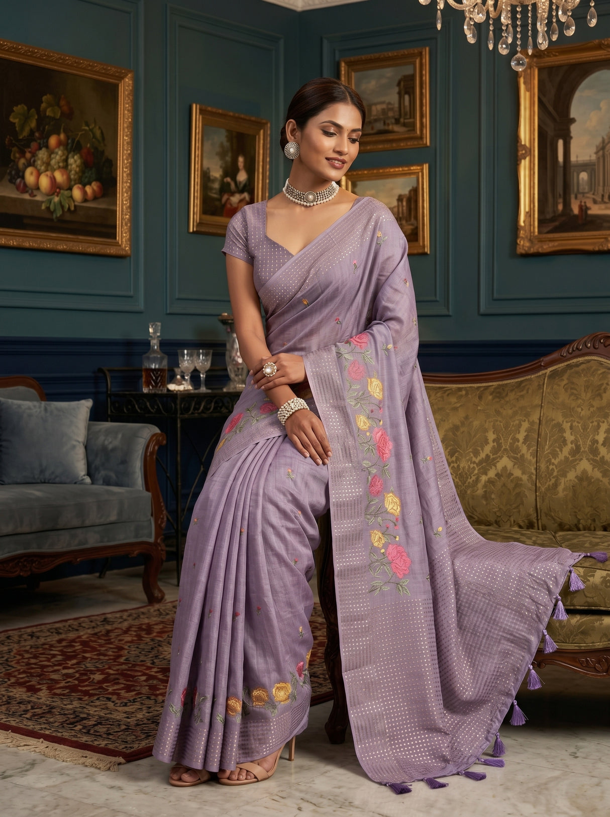 MIMOSA Violet Saree Saree — pose 8 styling detail