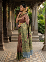 MIMOSA Chocolate Kanjivaram Art Silk Saree — pose 3 styling detail