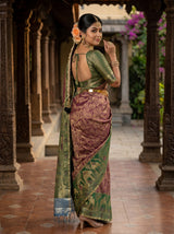 MIMOSA Chocolate Kanjivaram Art Silk Saree — pose 7 styling detail