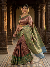 MIMOSA Chocolate Kanjivaram Art Silk Saree — pose 9 styling detail