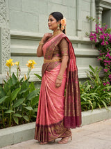 MIMOSA Gajari Kanjivaram Art Silk Saree — pose 3 styling detail