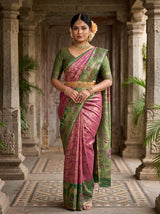 MIMOSA Magenta Kanjivaram Art Silk Saree — AI Model lifestyle pose 1
