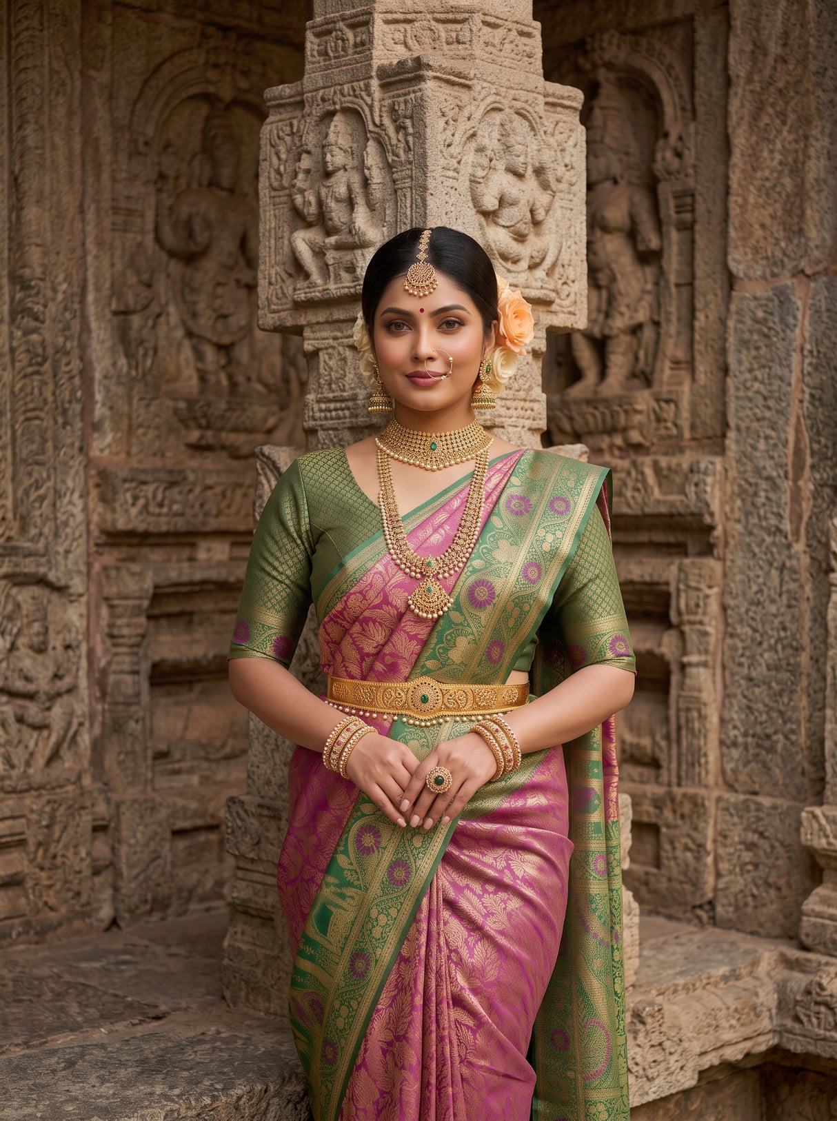 MIMOSA Magenta Kanjivaram Art Silk Saree — pose 10 styling detail
