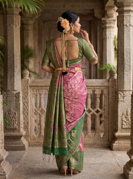 MIMOSA Magenta Kanjivaram Art Silk Saree — pose 2 styling detail