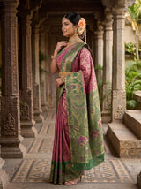 MIMOSA Magenta Kanjivaram Art Silk Saree — pose 3 styling detail