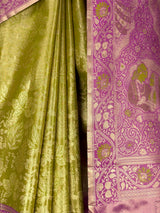 MIMOSA Olive Kanjivaram Art Silk Saree — fleets shot full lifestyle