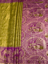 MIMOSA Olive Kanjivaram Art Silk Saree — pallu and zari work detail