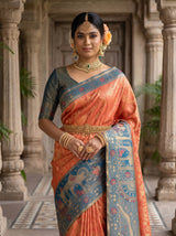 MIMOSA Peach Kanjivaram Art Silk Saree — pose 10 styling detail