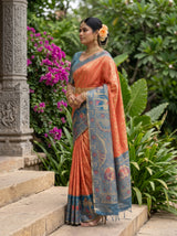 MIMOSA Peach Kanjivaram Art Silk Saree — pose 3 styling detail