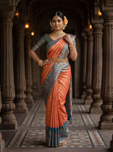 MIMOSA Peach Kanjivaram Art Silk Saree — pose 4 styling detail